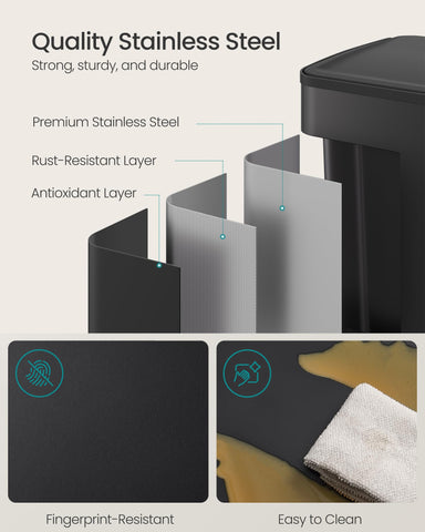 SONGMICS bin in modern kitchen setting showing organized waste separation and style