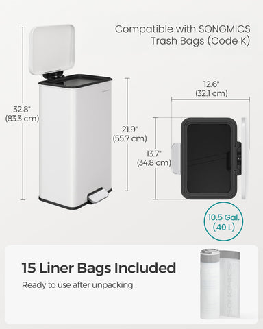 SONGMICS placed in kitchen lifestyle scene benefit: quiet, tidy waste management solution