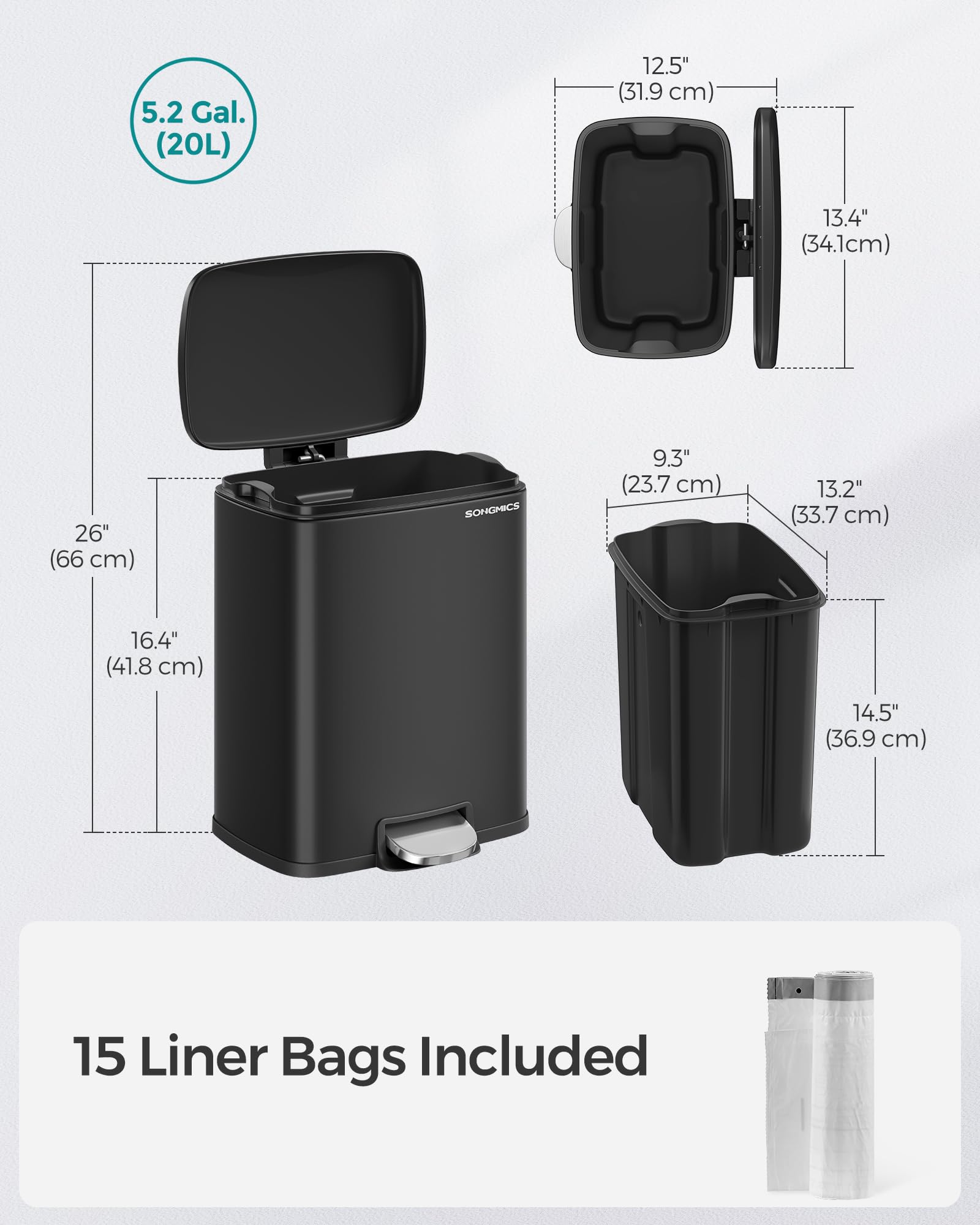 SONGMICS placed in a small kitchen corner showing compact footprint and modern style