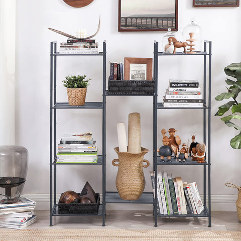 SONGMICS styled in living room holding books and decor for visual organization