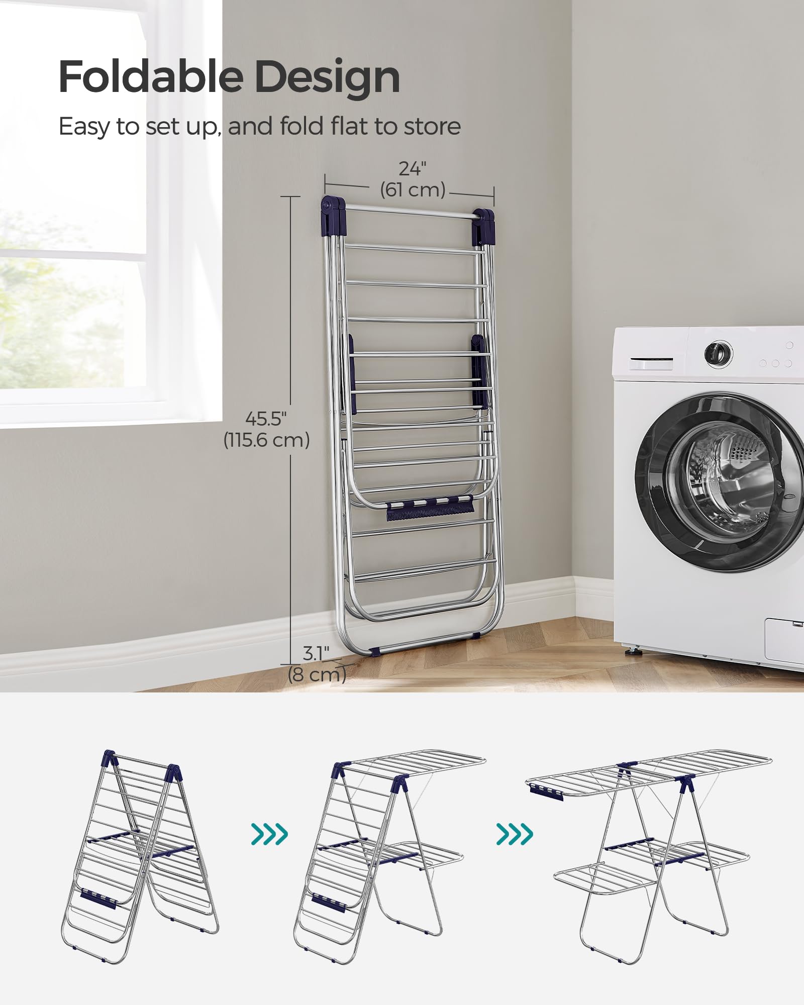 SONGMICS loaded with mixed laundry proving high-capacity, efficient air-drying