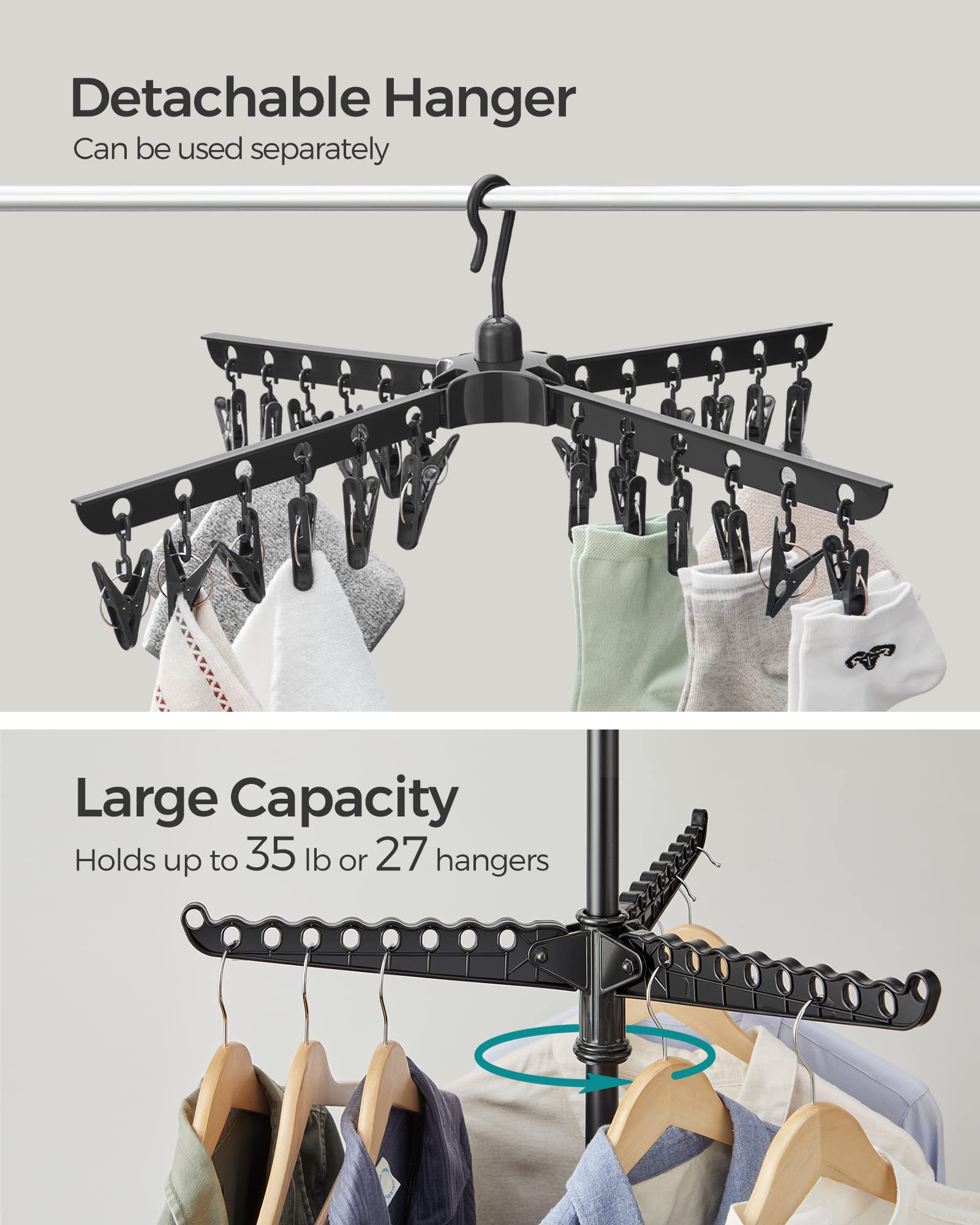 SONGMICS lower tier clip detail securing socks and small garments