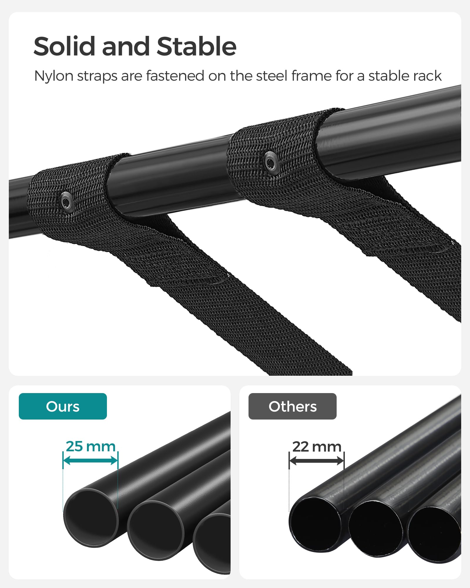 SONGMICS adjustable feet shown protecting floor and improving stability on uneven surfaces