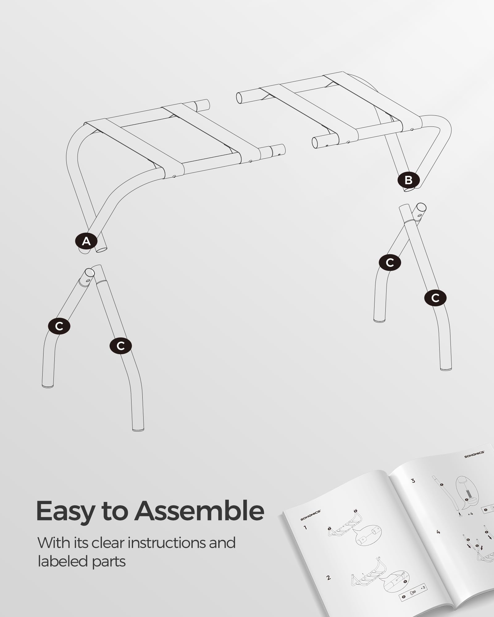 SONGMICS adjustable foot detail protecting floor benefit: prevents scratches