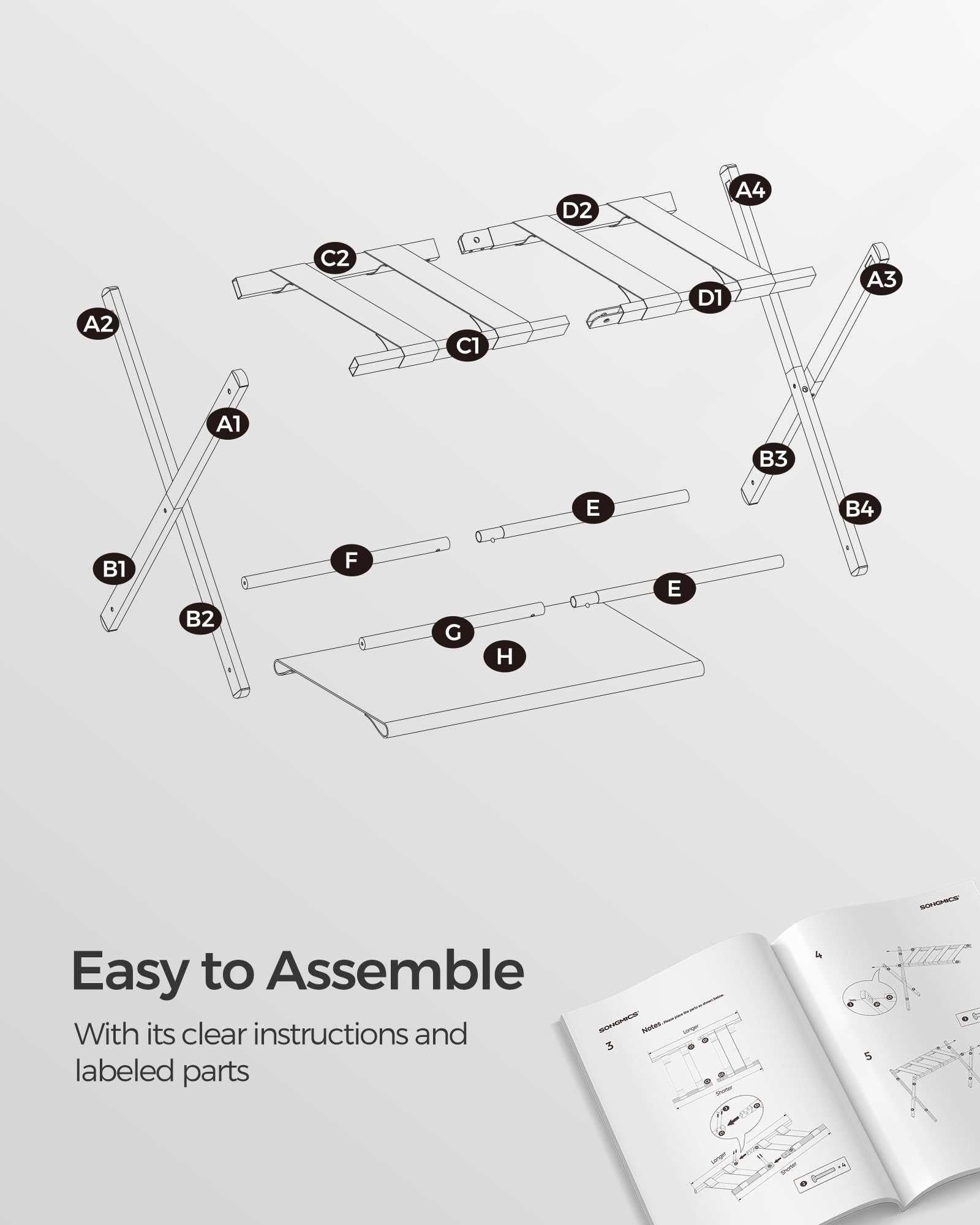 SONGMICS luggage rack bottom shelf holding shoes for organized packing benefit