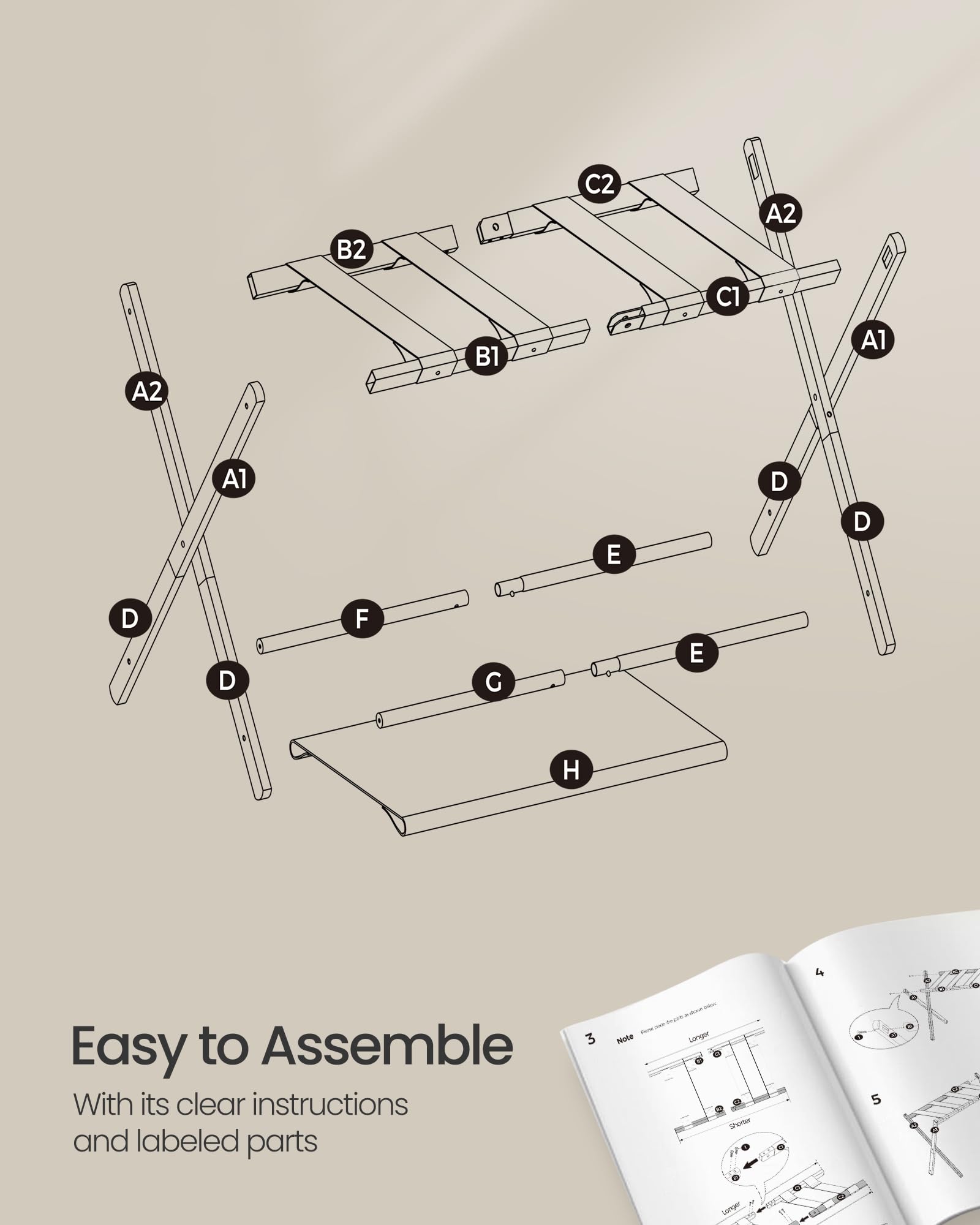 SONGMICS luggage rack bottom shelf holding shoes for organized packing