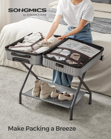 SONGMICS folded luggage rack flat for compact storage and space saving