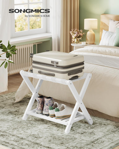 SONGMICS luggage rack folded profile for compact storage under beds and closets