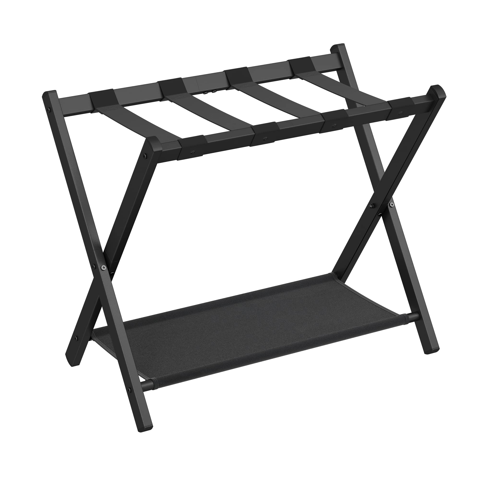 SONGMICS luggage rack front view showing sturdy frame and top support benefit