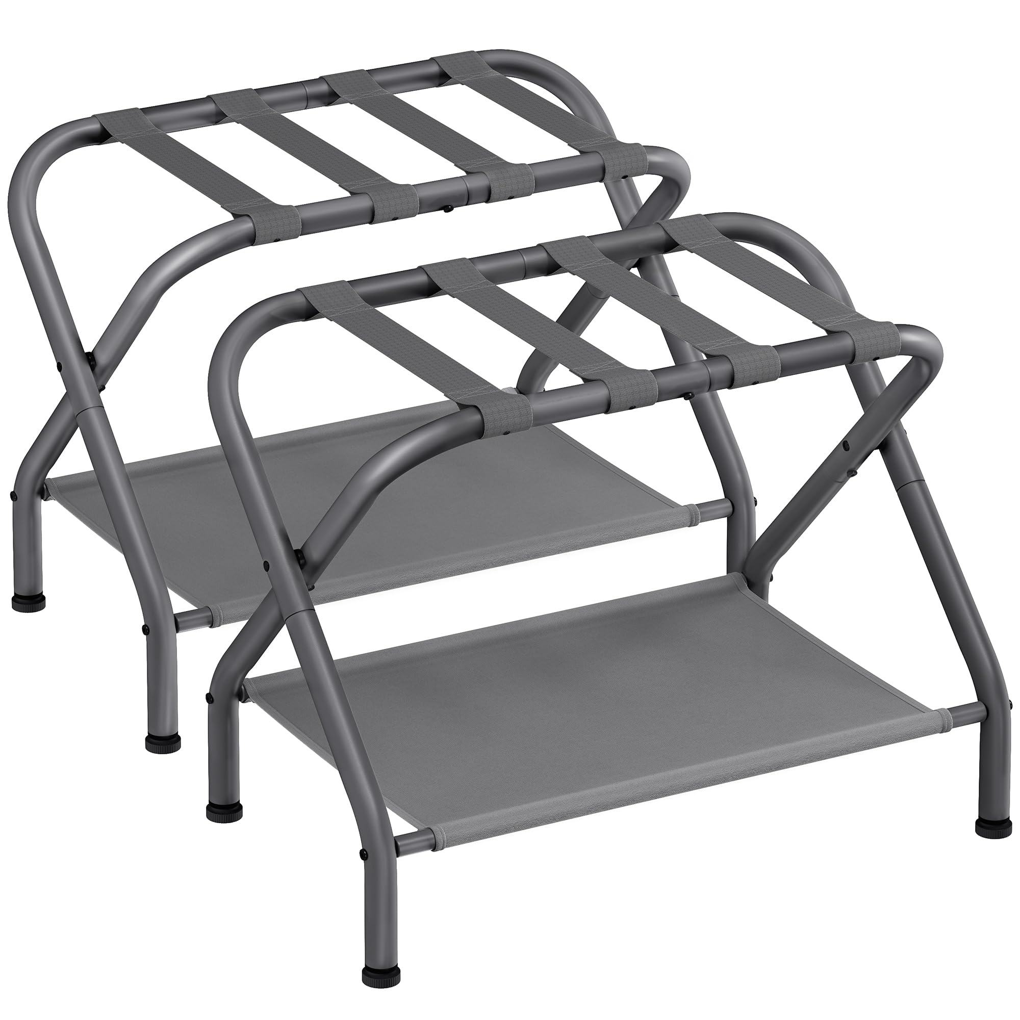 SONGMICS front view of luggage rack showing slate gray finish and stability