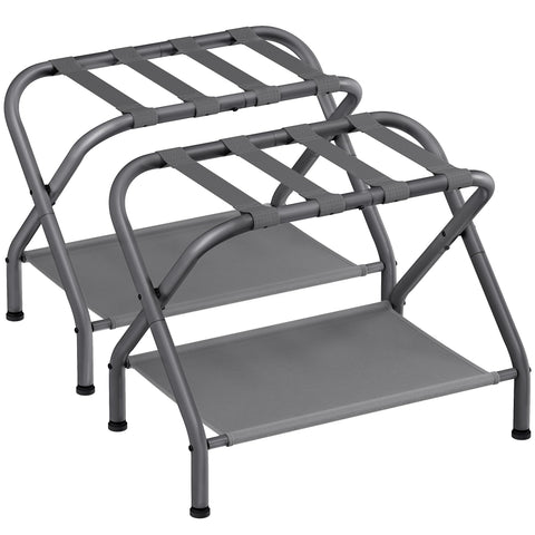 SONGMICS front view of luggage rack showing slate gray finish and stability