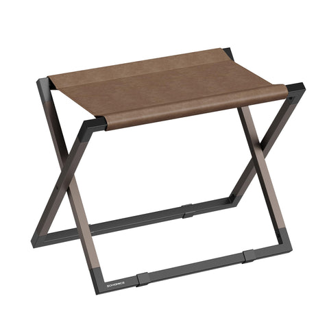 SONGMICS luggage rack front view showing stable platform and elegant finish