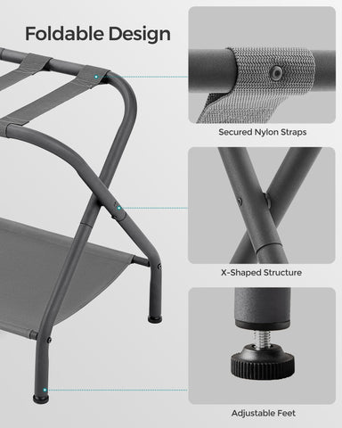SONGMICS rack in use with suitcase for easier packing and reduced bending