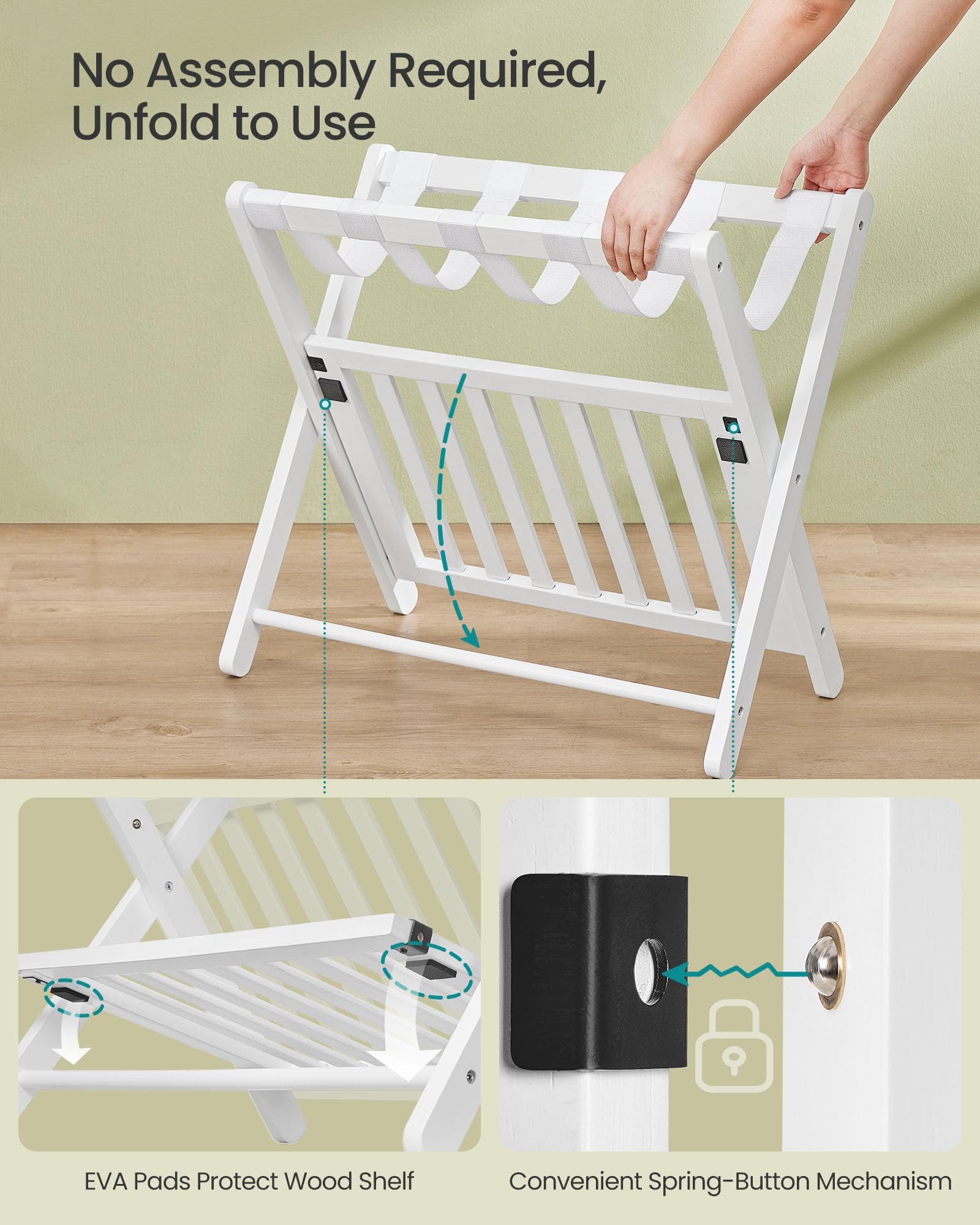 SONGMICS luggage rack lower shelf detail holding shoes and small bags neatly