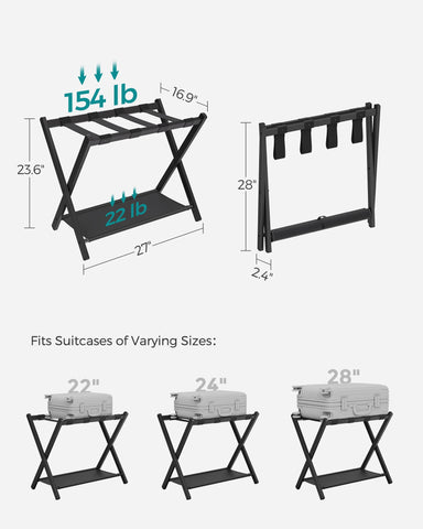 SONGMICS luggage rack Oxford fabric detail showing durable surface for suitcases