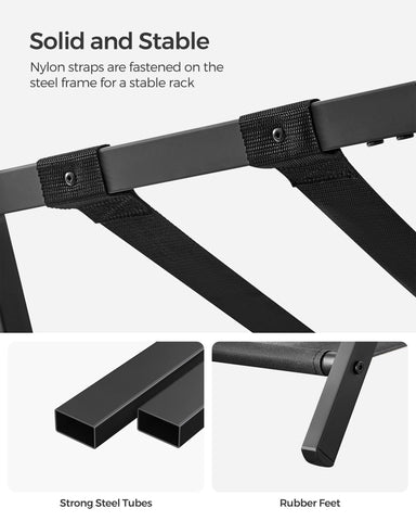 SONGMICS luggage rack rubber feet close-up protecting floor from scratches