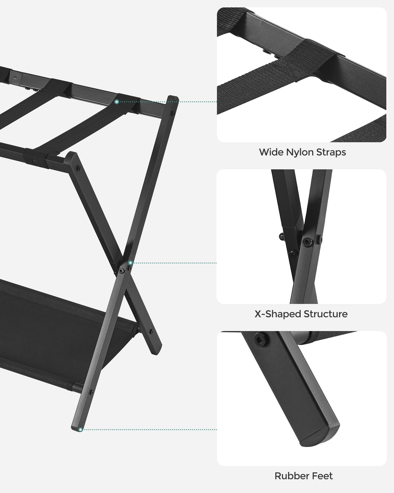 SONGMICS luggage rack rubber foot protecting floor from scratches benefit