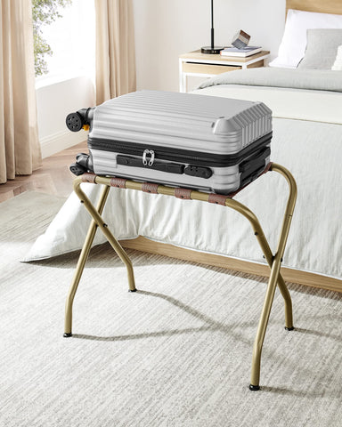 SONGMICS luggage rack pack of two stacked demonstrating extra guest capacity