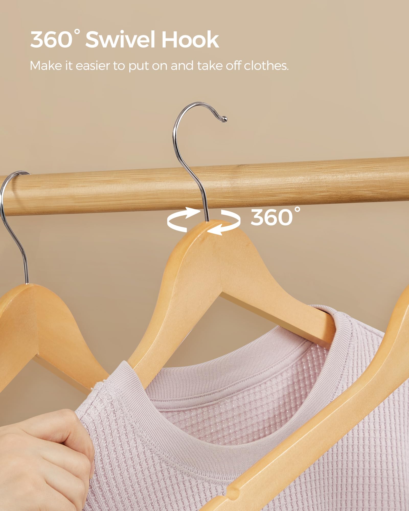 SONGMICS multiple hangers in wardrobe illustrating space-saving organization and neat look