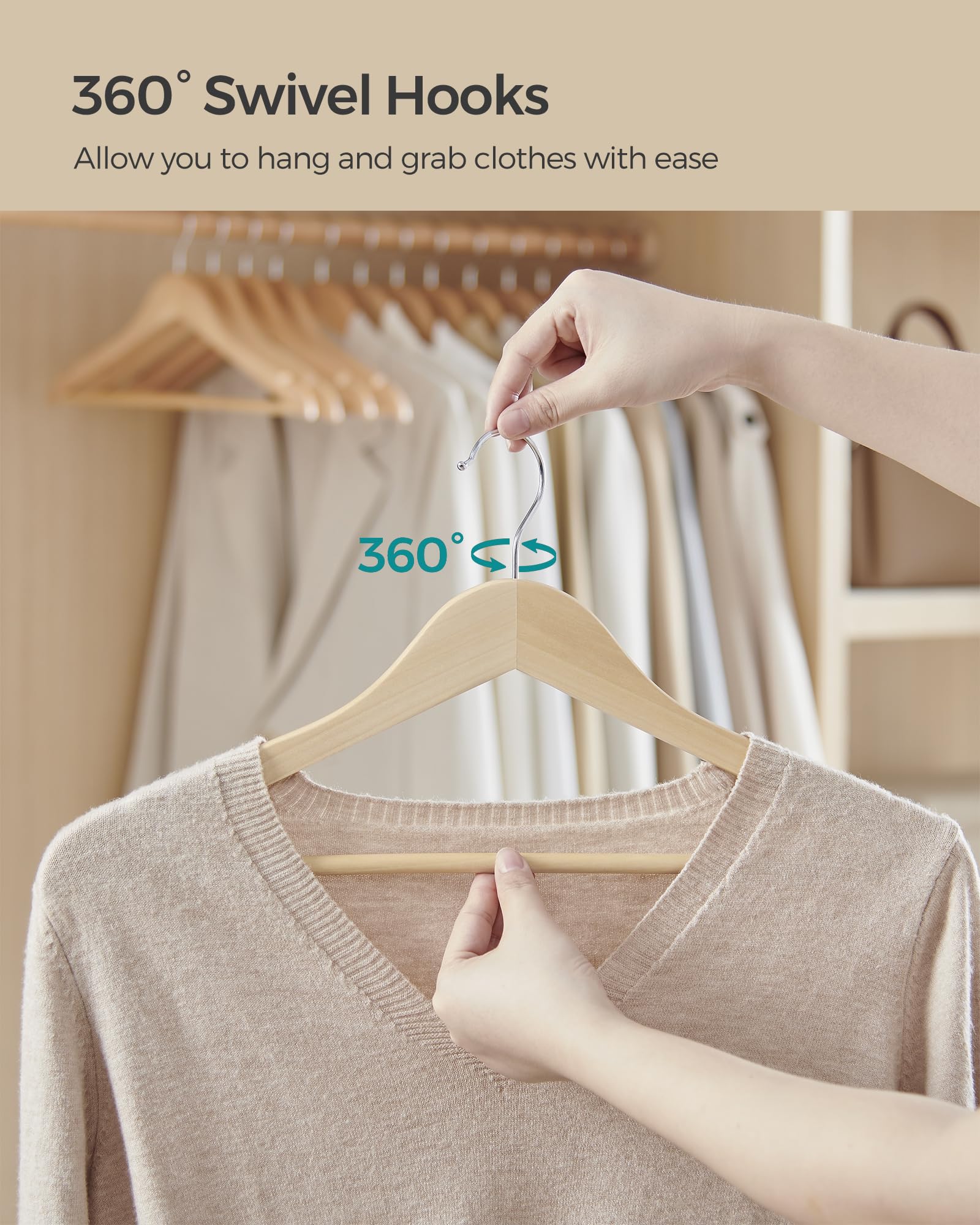 SONGMICS hangers holding shirts and coats for organized closet benefit