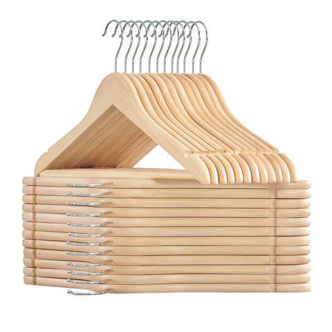 SONGMICS front view of 24-maple hangers showing neat uniform closet benefit