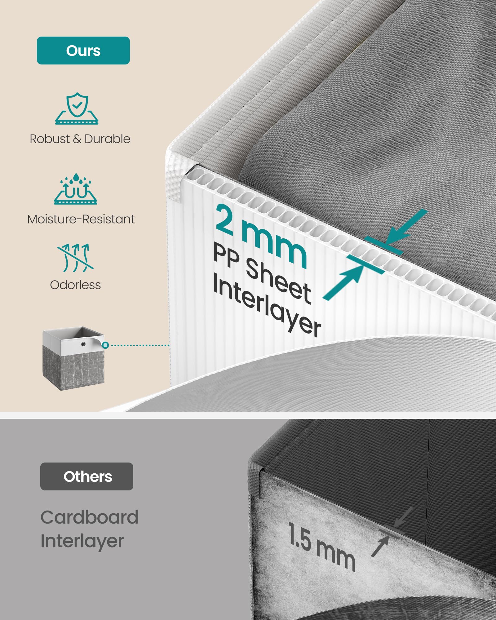 SONGMICS metal eyelet handle close-up for easy sliding benefit