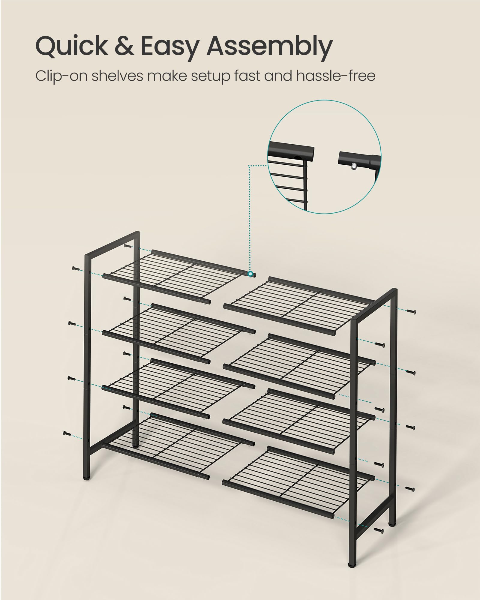 SONGMICS used as plant and shoe display showing versatile storage benefit
