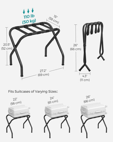 SONGMICS close-up of nylon straps showing secure non-slip suitcase hold