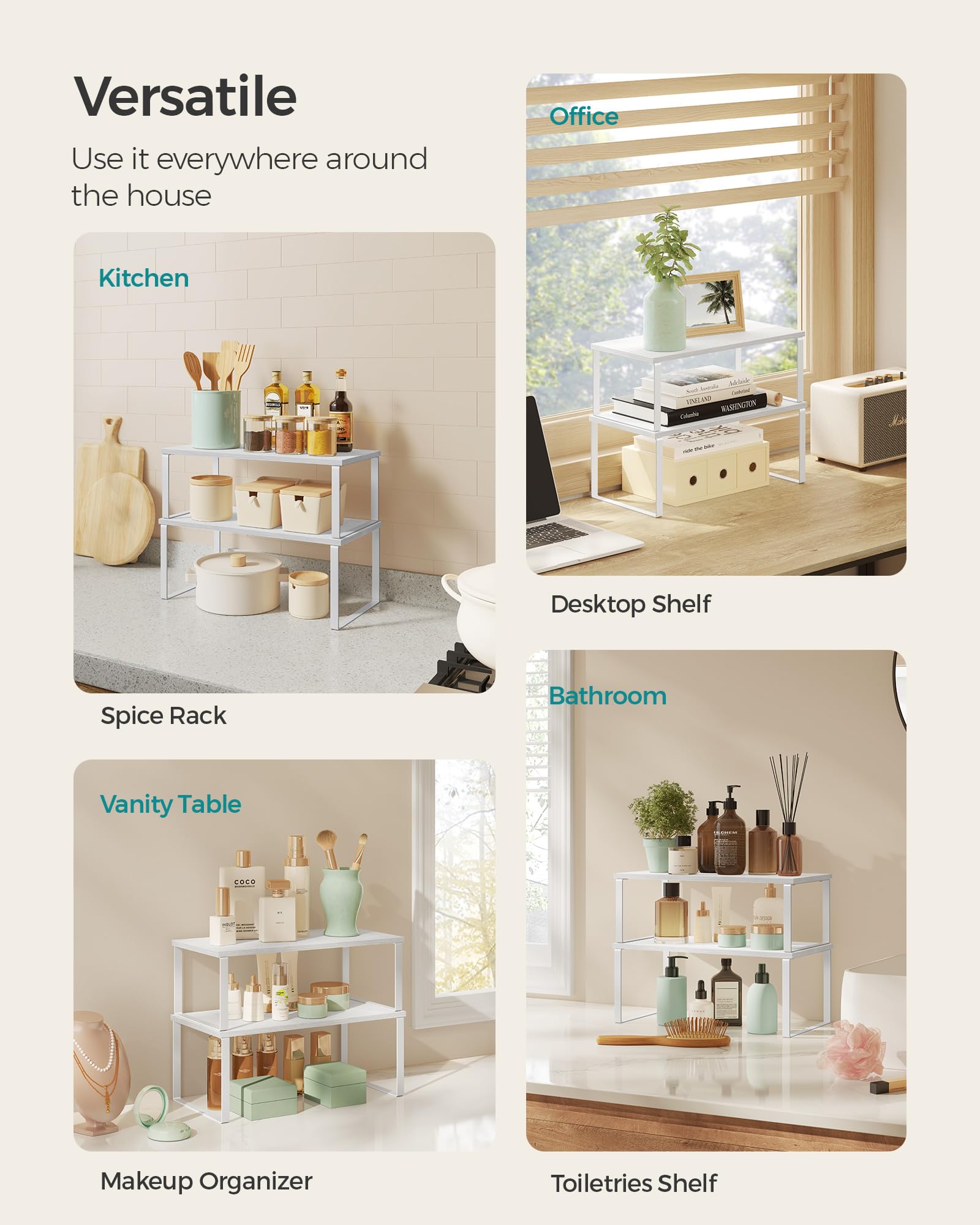 SONGMICS on countertop holding cans and bottles for tidy storage