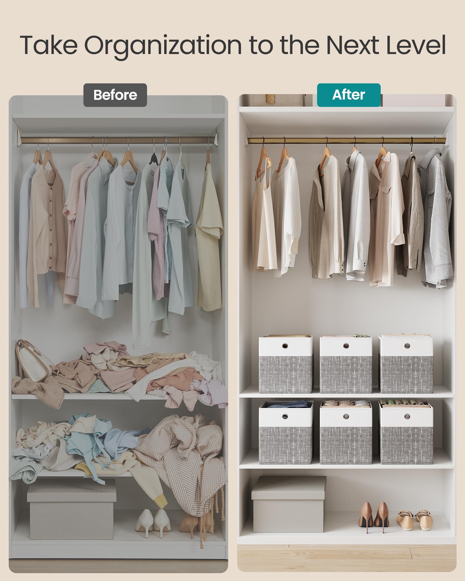 SONGMICS organizer boxes on cube shelf improving room organization