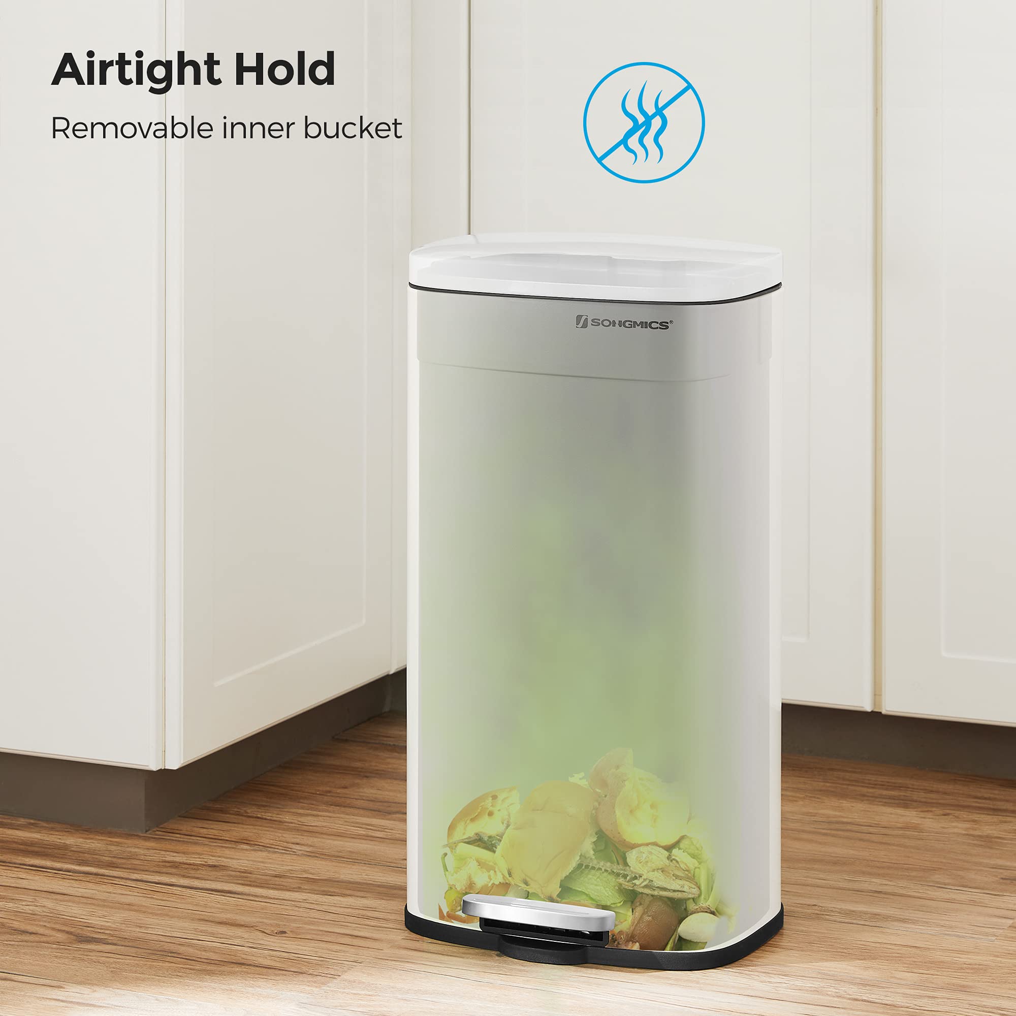 SONGMICS open lid propped at catch point demonstrating continuous use convenience