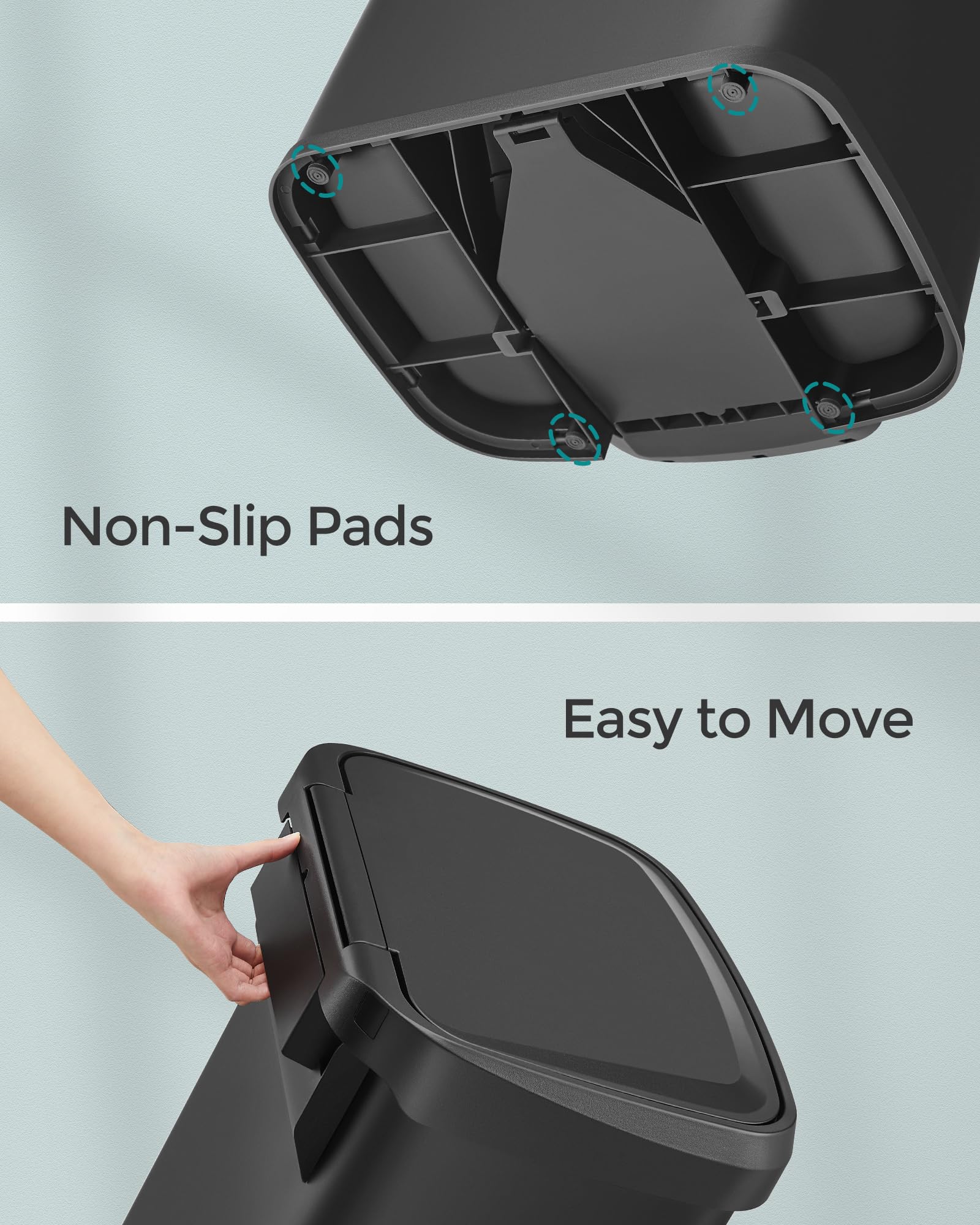 SONGMICS open lid held open, simplifies large waste disposal