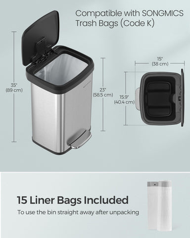 SONGMICS open lid in stay-open position for easy large cleanups and continuous access