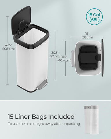 SONGMICS lid open showing stay-open feature for hands-free cleanup