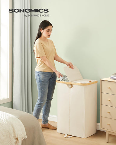 SONGMICS open lids revealing two compartments for easy light and dark sorting