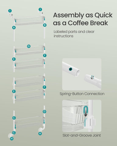SONGMICS organizer mounted on kitchen door with spices and bottles for easy-access benefit