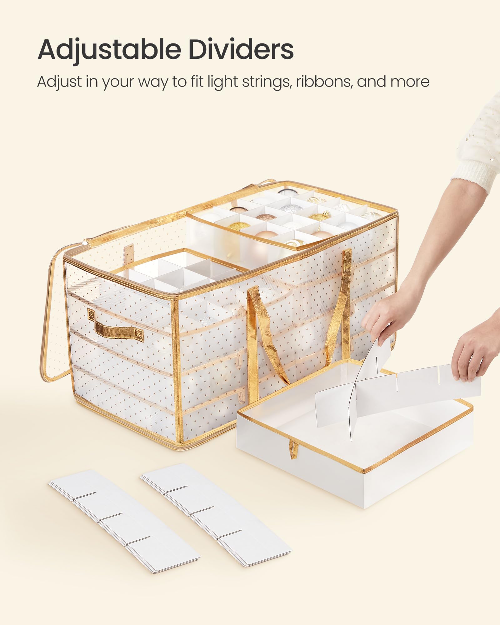 SONGMICS ornaments arranged in compartments to prevent breakage
