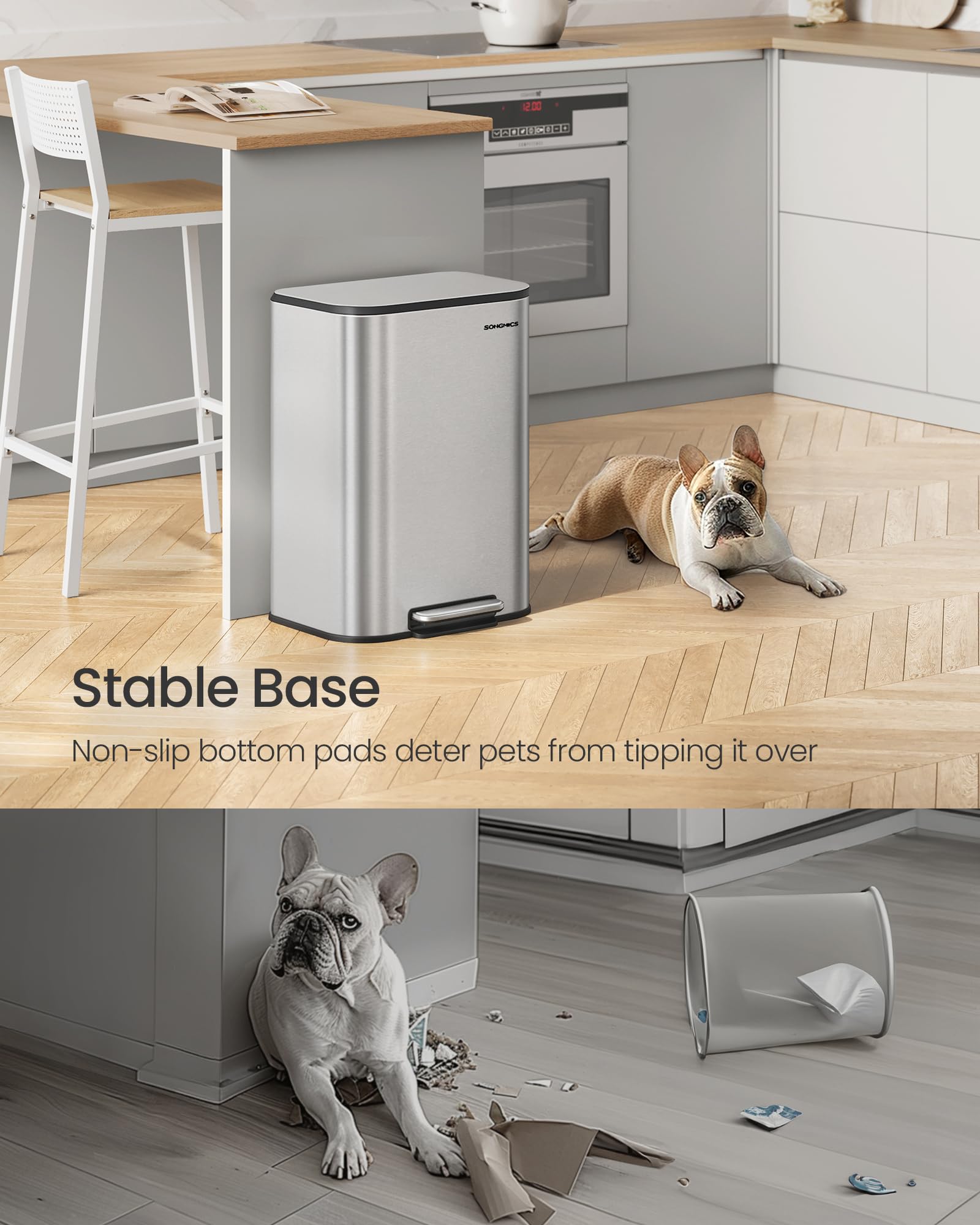 SONGMICS wide pedal and non-slip base detail for stable, comfortable stepping