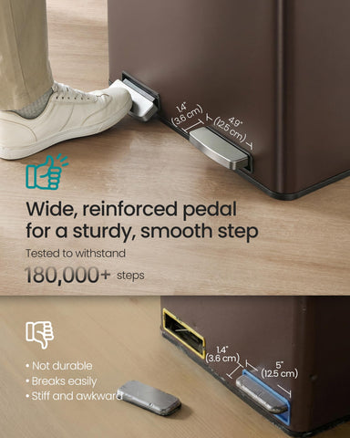 SONGMICS reinforced metal pedal detail for comfortable hands-free opening