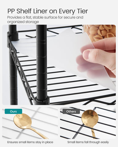 SONGMICS PP shelf liner detail showing flat surface for small items benefit