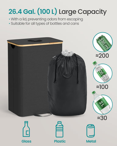 SONGMICS inner bag detail with handles and drawstring, easy lifting and washing benefit