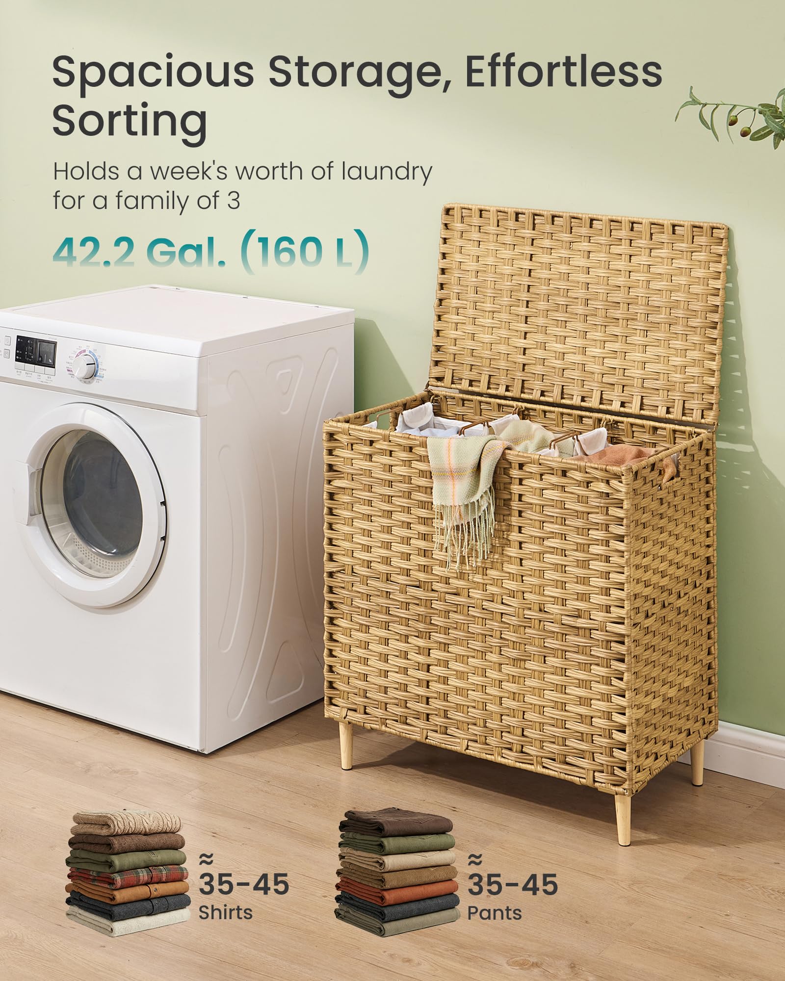 SONGMICS removable liners close-up with handles for easy carry and washing