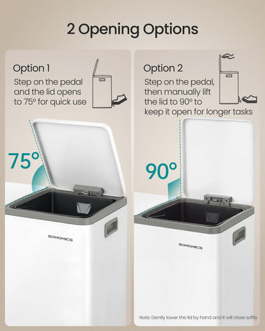 SONGMICS removable inner bucket with side handle for effortless lifting and emptying