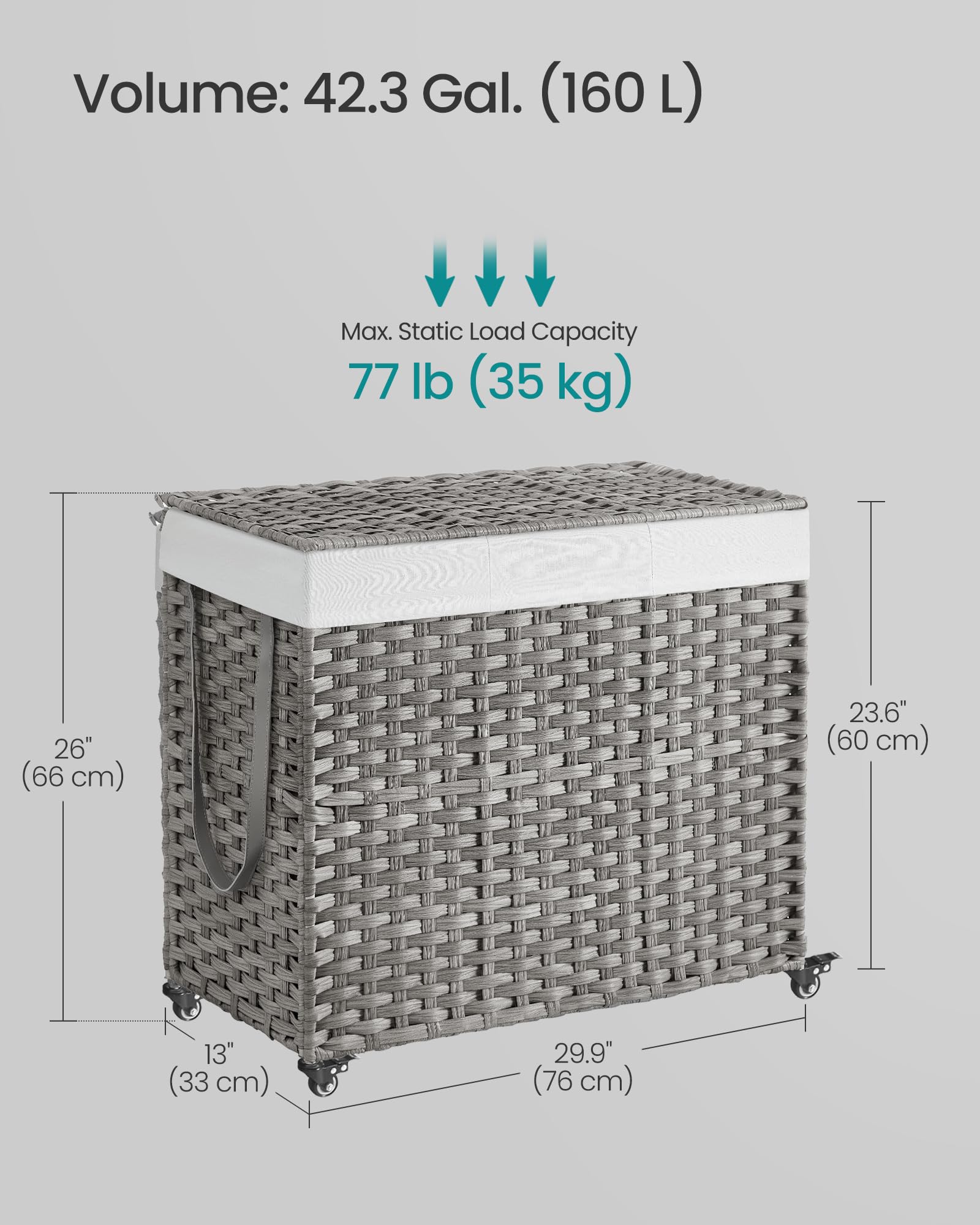 SONGMICS removable liners displayed for quick washing convenience