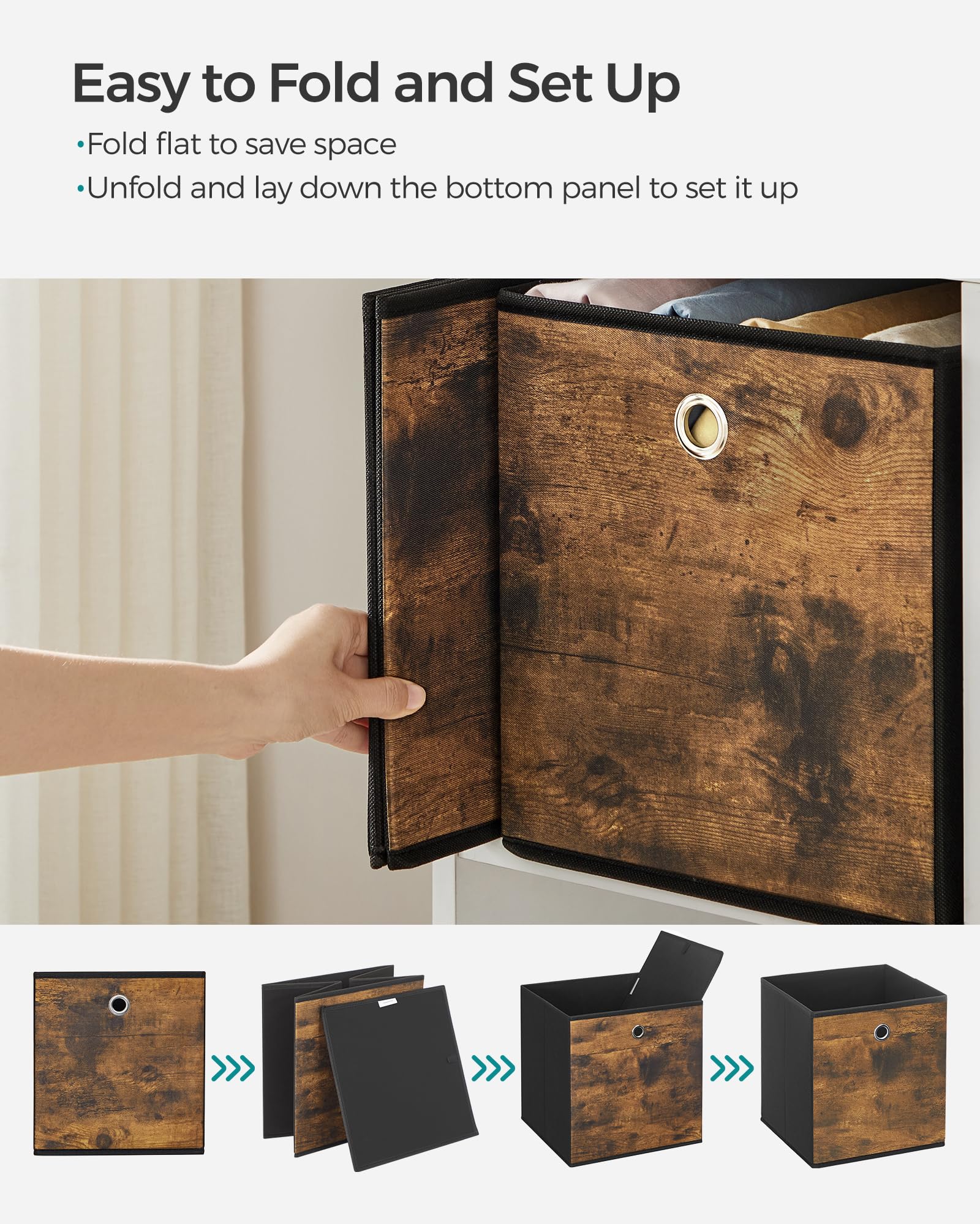 SONGMICS cube next to books showing size and capacity reference