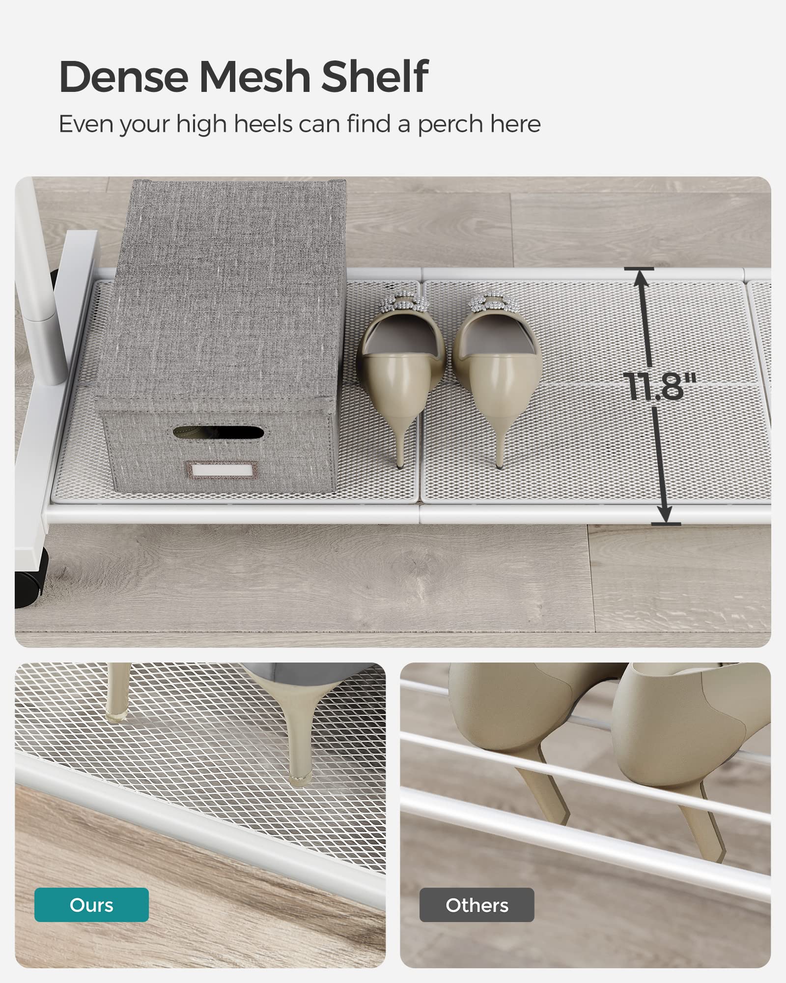 SONGMICS rack next to chair for scale showing compact vertical footprint advantage