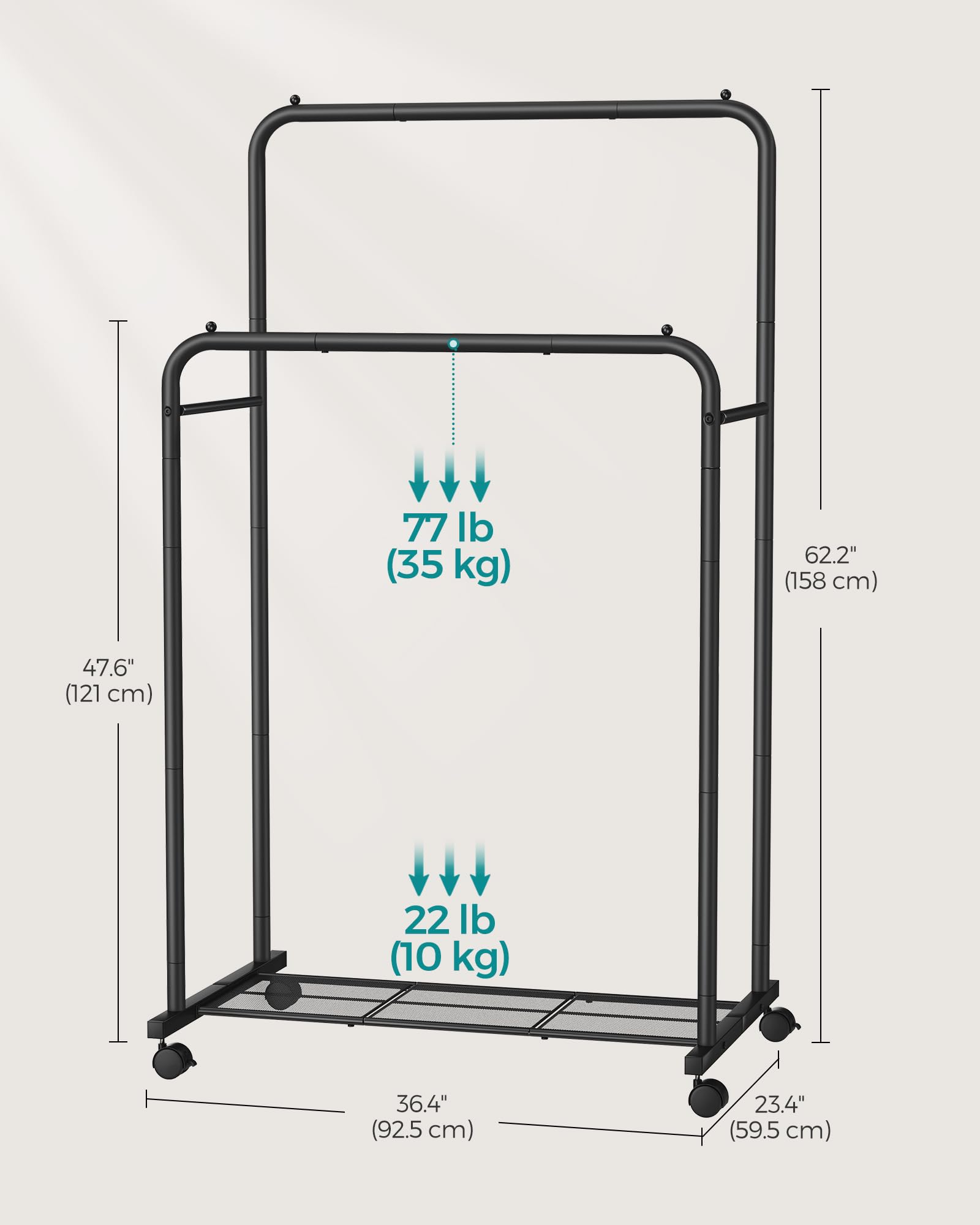 SONGMICS rack next to chair showing size and scale for room planning benefit