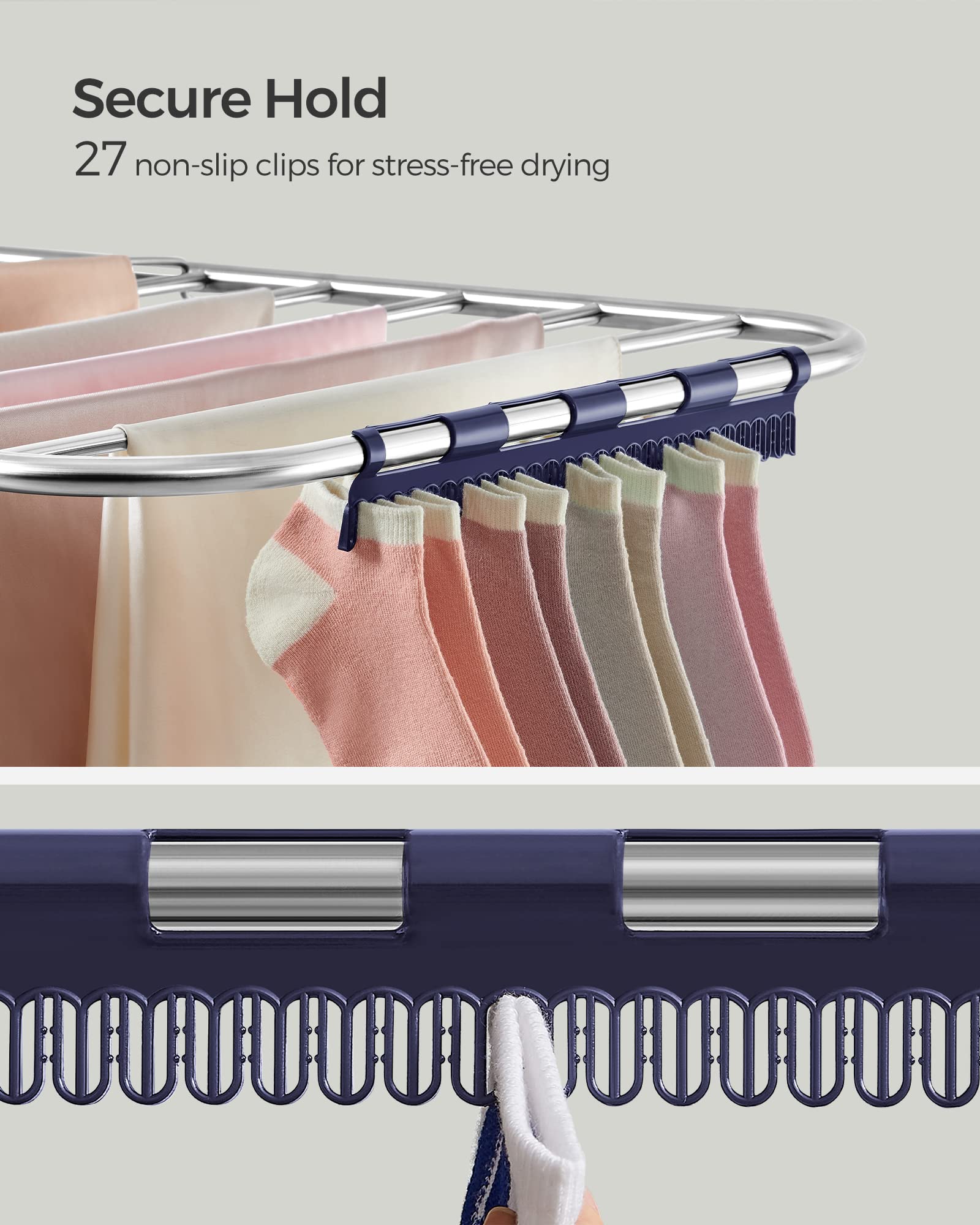 SONGMICS next to laundry tote showing scale and space-saving benefit