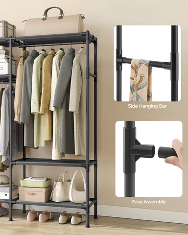 SONGMICS rack next to person showing size and space-saving advantage