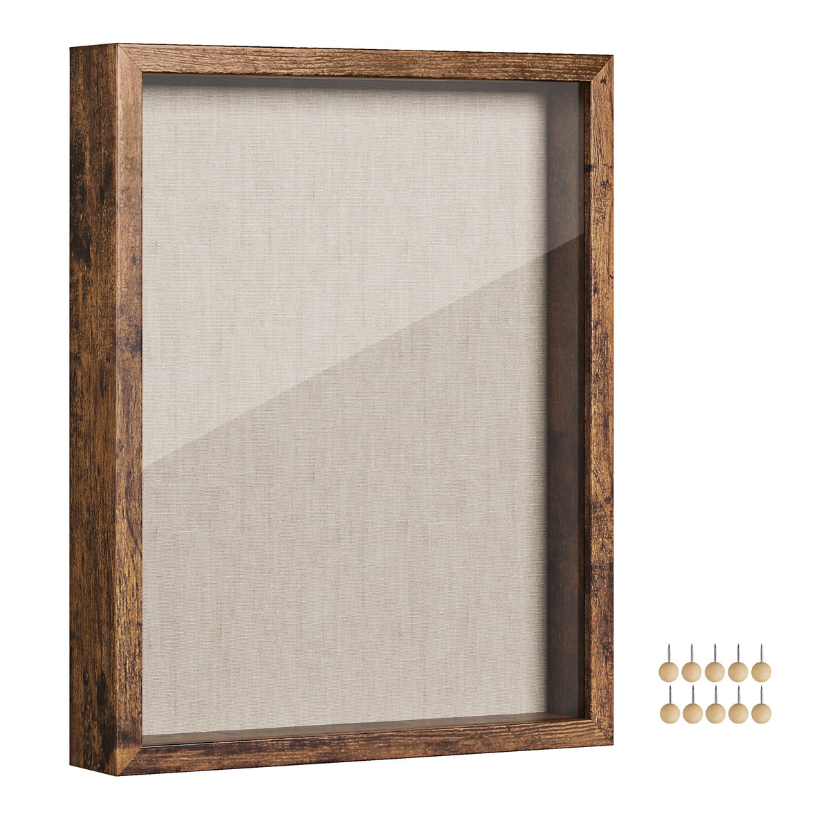 SONGMICS shadow box front view showing framed keepsakes and clear display benefit